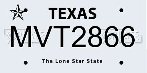 MVT2866 Texas License Plate