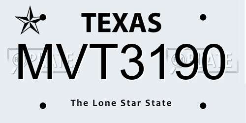 MVT3190 Texas License Plate