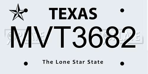MVT3682 Texas License Plate