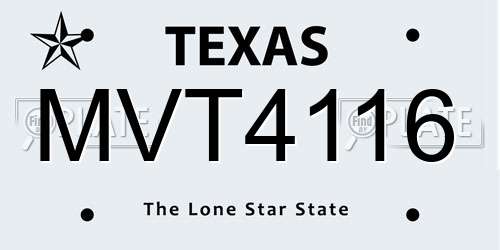 MVT4116 Texas License Plate