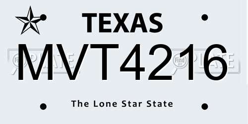MVT4216 Texas License Plate