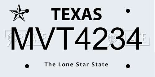 MVT4234 Texas License Plate