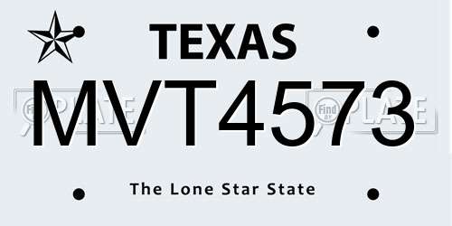 MVT4573 Texas License Plate