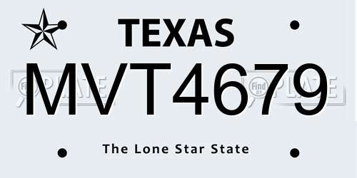 MVT4679 Texas License Plate