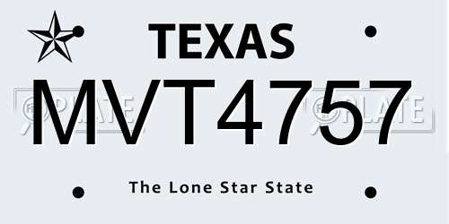 MVT4757 Texas License Plate