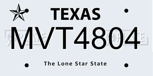 MVT4804 Texas License Plate