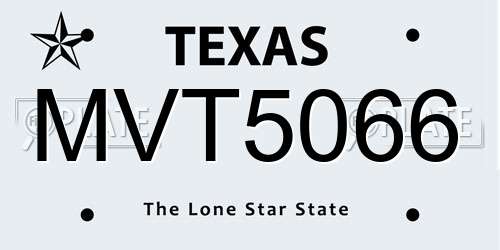 MVT5066 Texas License Plate