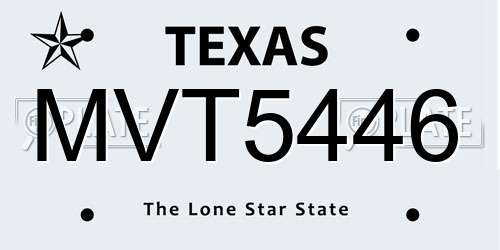 MVT5446 Texas License Plate