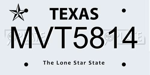 MVT5814 Texas License Plate