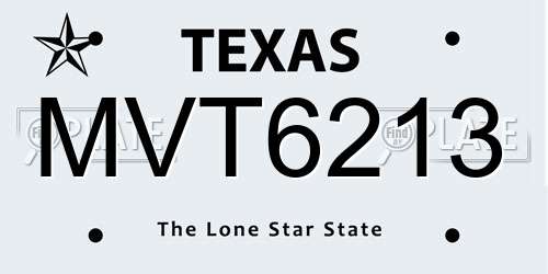 MVT6213 Texas License Plate