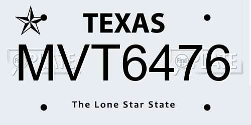 MVT6476 Texas License Plate
