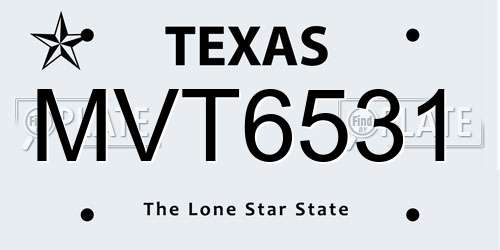 MVT6531 Texas License Plate
