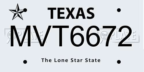 MVT6672 Texas License Plate