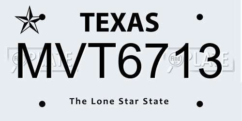 MVT6713 Texas License Plate