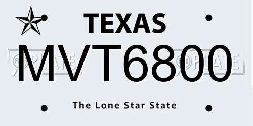 MVT6800 Texas License Plate