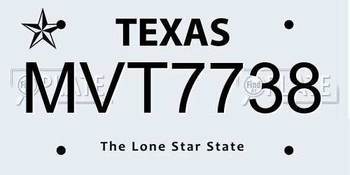 MVT7738 Texas License Plate