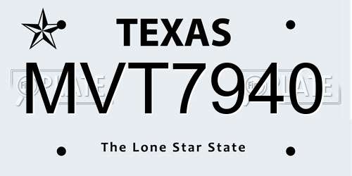 MVT7940 Texas License Plate