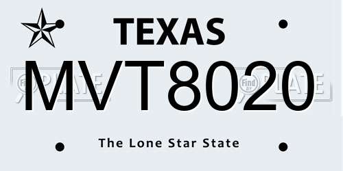 MVT8020 Texas License Plate