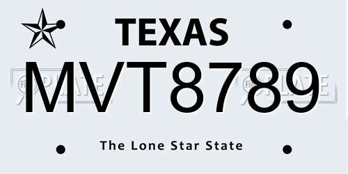 MVT8789 Texas License Plate