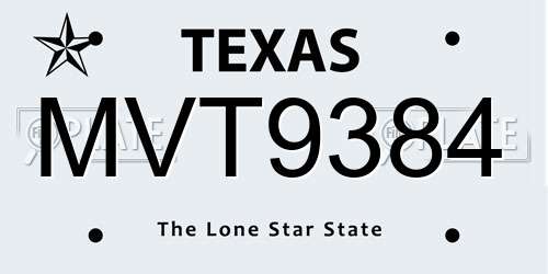 MVT9384 Texas License Plate
