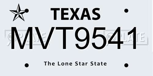 MVT9541 Texas License Plate