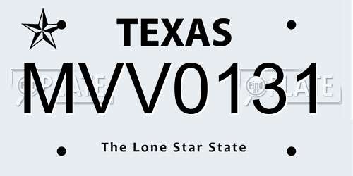 MVV0131 Texas License Plate