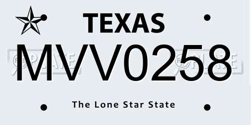 MVV0258 Texas License Plate