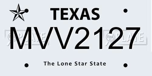 MVV2127 Texas License Plate