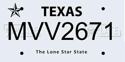 MVV2671 Texas License Plate