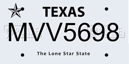 MVV5698 Texas License Plate