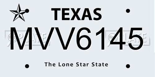 MVV6145 Texas License Plate