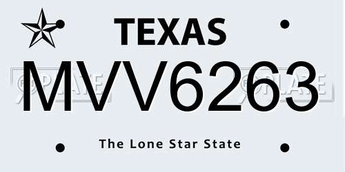 MVV6263 Texas License Plate