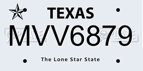 MVV6879 Texas License Plate