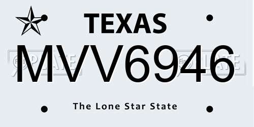 MVV6946 Texas License Plate