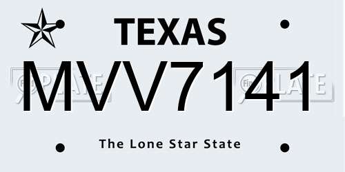 MVV7141 Texas License Plate