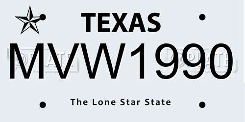 MVW1990 Texas License Plate