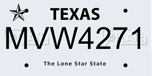 MVW4271 Texas License Plate