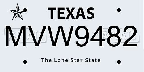 MVW9482 Texas License Plate