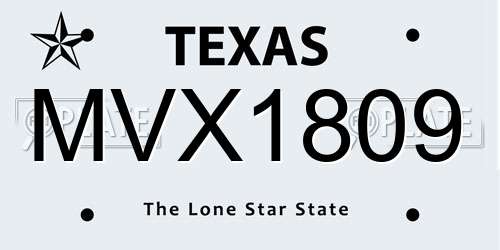 MVX1809 Texas License Plate