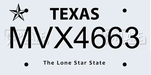 MVX4663 Texas License Plate