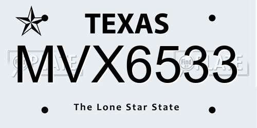 MVX6533 Texas License Plate