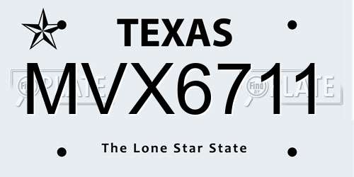 MVX6711 Texas License Plate