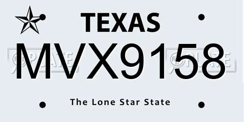 MVX9158 Texas License Plate