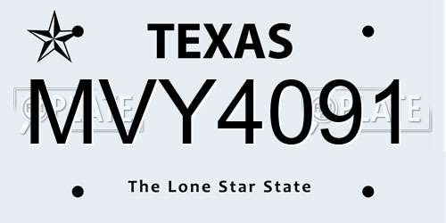 MVY4091 Texas License Plate
