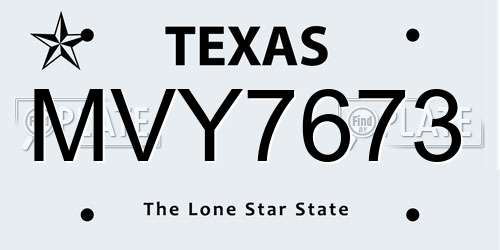 MVY7673 Texas License Plate