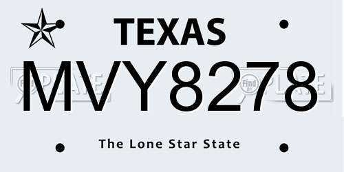 MVY8278 Texas License Plate
