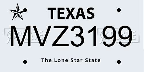 MVZ3199 Texas License Plate