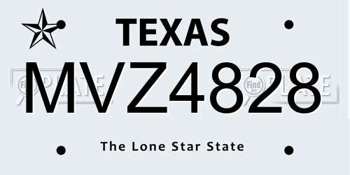 MVZ4828 Texas License Plate