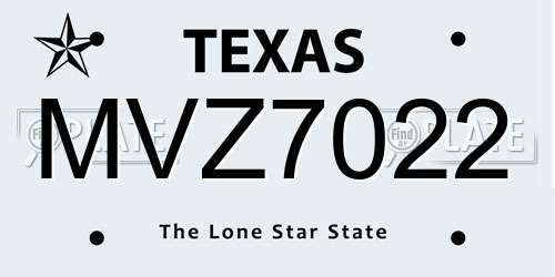MVZ7022 Texas License Plate