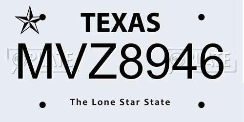 MVZ8946 Texas License Plate